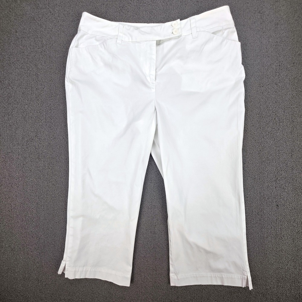 Jones New York Sport Petite White Stretch Capri Pants‎ Size 14P Cropped Trousers